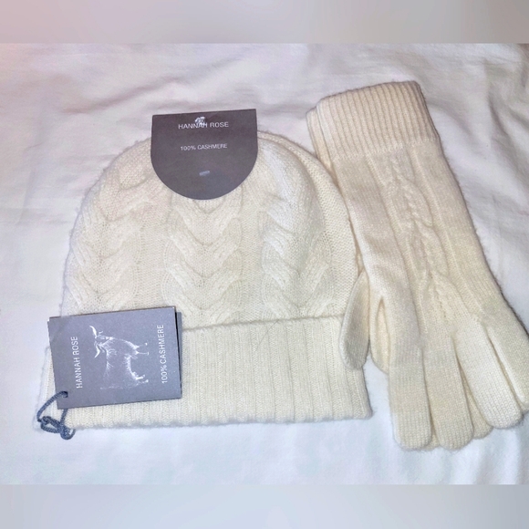 Cashmere hat and gloves set - Picture 1 of 8